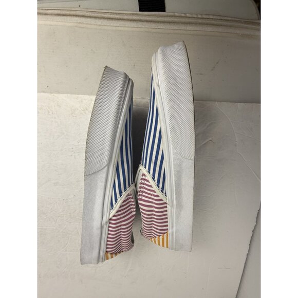 Vans unisex striped blue red Yellow slip on sneakers size MENS 7 WOMENS 8.5 - Picture 5 of 8